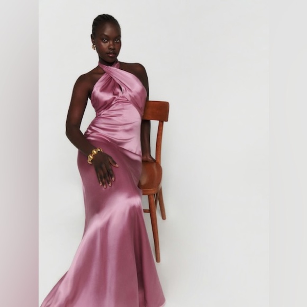 New with tags - Reformation Veria Silk Halter Maxi Dress in Sugar Plum
